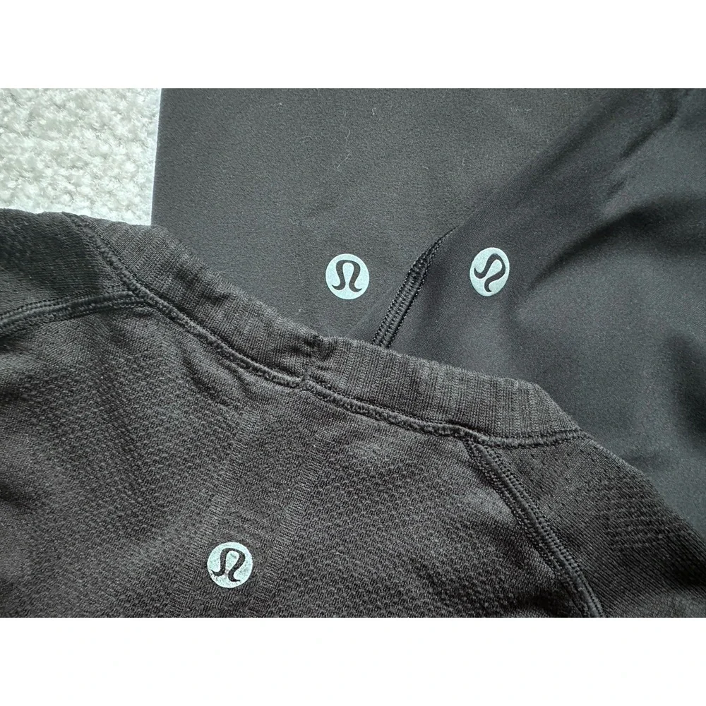 3PC- Lululemon Bundles Black HR Leggings Swiftly Tech Short Sleeve Shirt 8